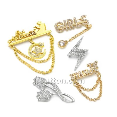 Nplua brooch nrog kev nyab xeeb pin